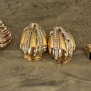 Dior Gold Crystal Clip On Earrings